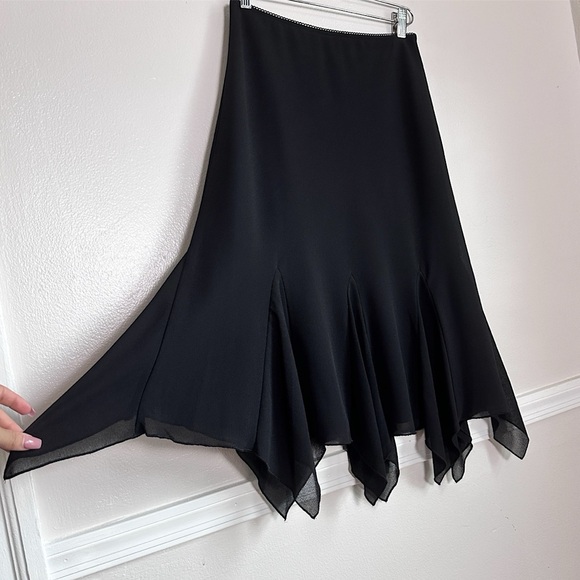 Ronni Nicole Black Midi Skirt M Flouncy Hanky Hem Witchy Whimsigoth Y2K Vintage - Picture 12 of 14